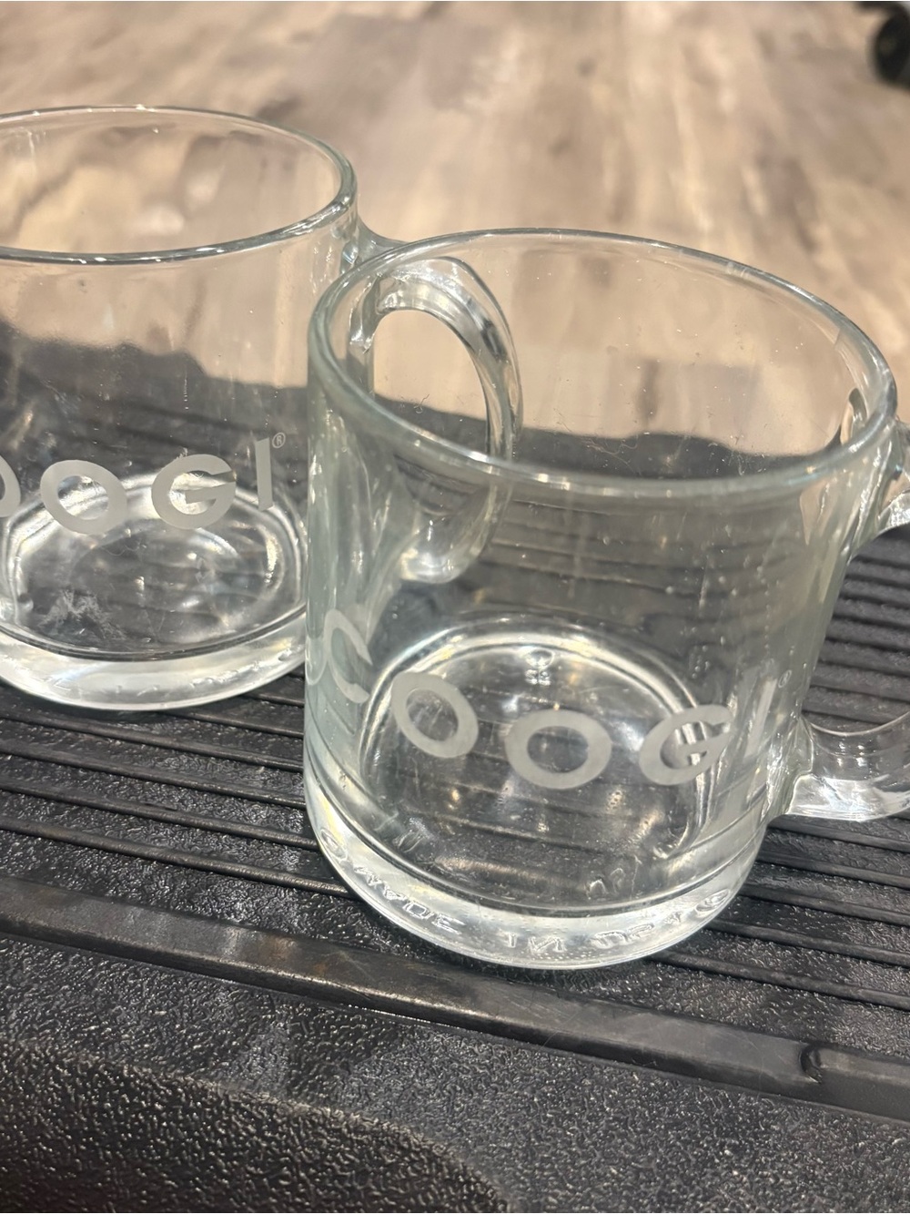 Coogi Clear Etched Glass Mugs Set of 2